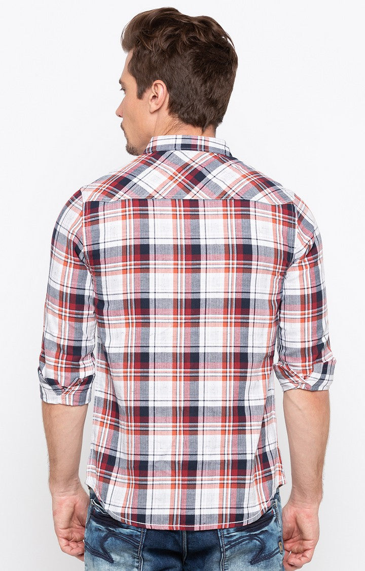 Spykar Men'S White Cotton Checked Casual Shirts