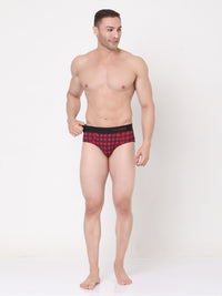 Men Premium Cotton Blend Blue-Check Brief- Underjeans By Spykar