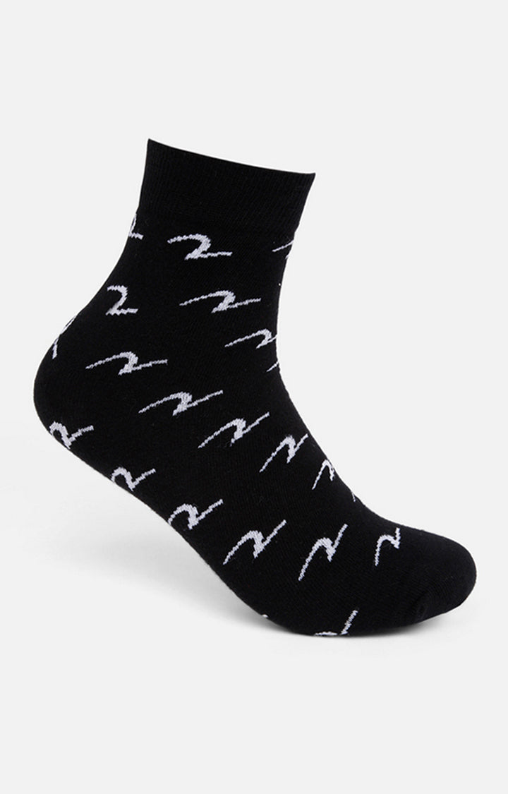 Spykar Black & White Printed Ankle Length Socks