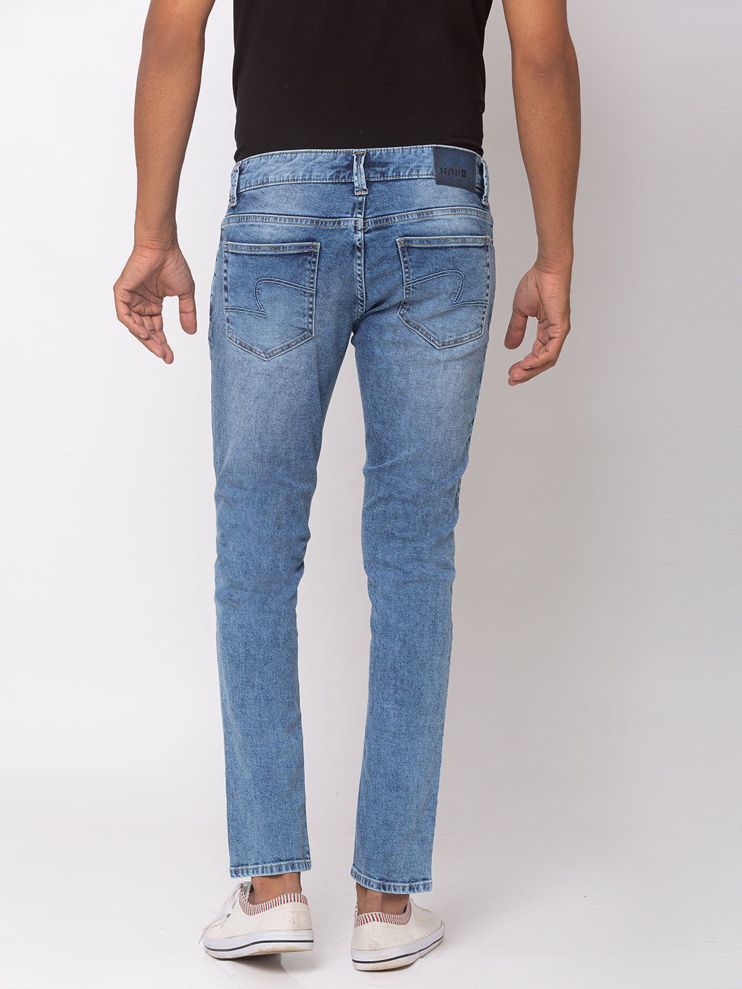 Spykar Cotton Blue Super Slim Fit Jeans For Men (Super Skinny)