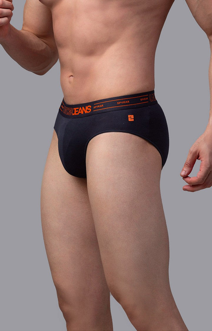 Underjeans By Spykar Grey Solid Briefs For Men