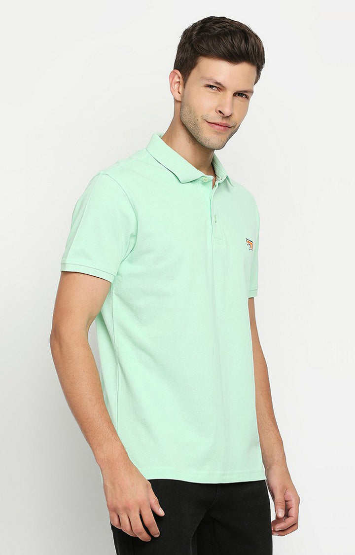 Spykar Men Green Cotton Printed Half Sleeve Polo T-Shirt