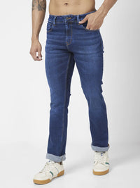 Spykar Men Mid Blue Cotton Stretch Comfort Fit Regular Length Clean Look Mid Rise Jeans (Rafter)