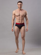 Men Premium Cotton Blend Grey-Red Brief- Underjeans By Spykar