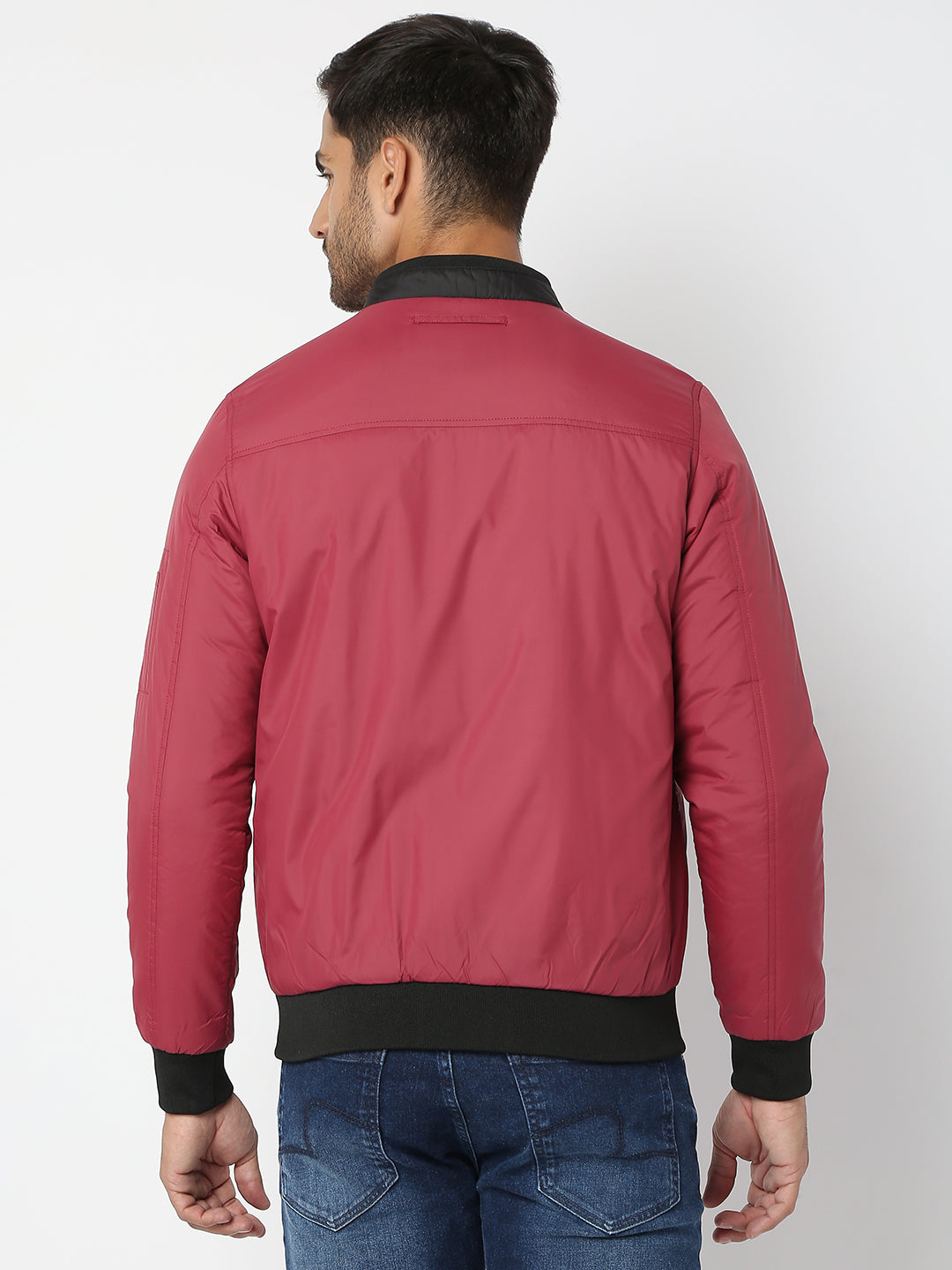 Spykar Men Maroon Nylon Regular Fit Jacket