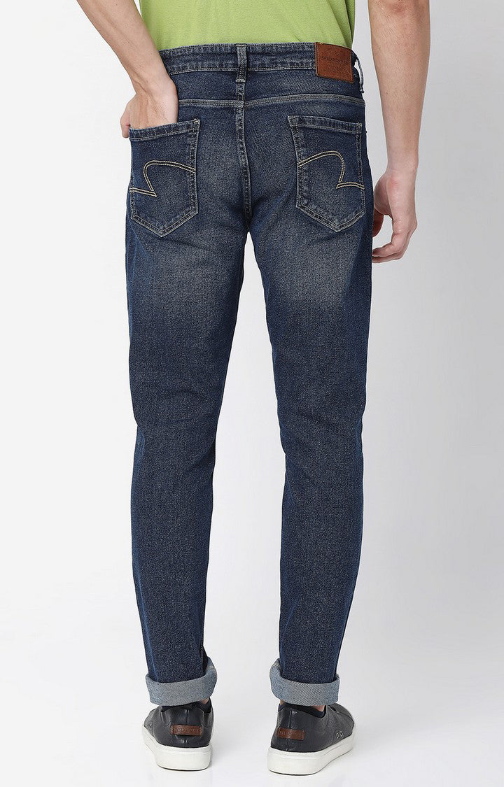 Spykar Men Dark Blue Cotton Slim Fit Tapered Length Jeans (Kano)