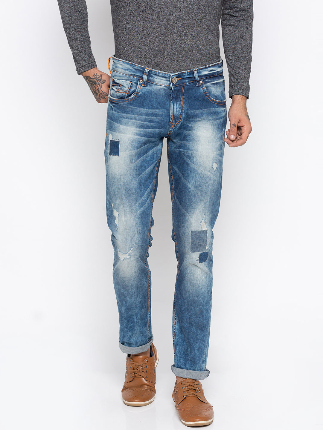 Spykar Men Blue Solid Skinny Fit Jeans