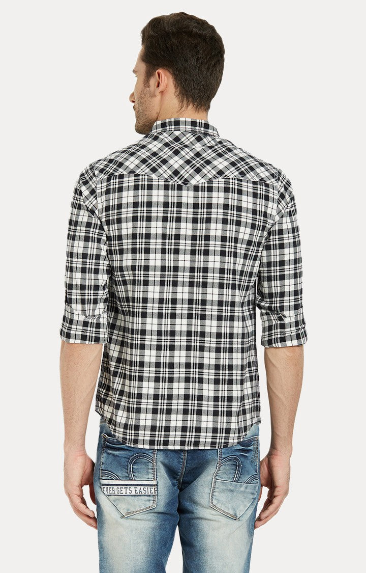 Spykar Men'S Black Cotton Checked Casual Shirts