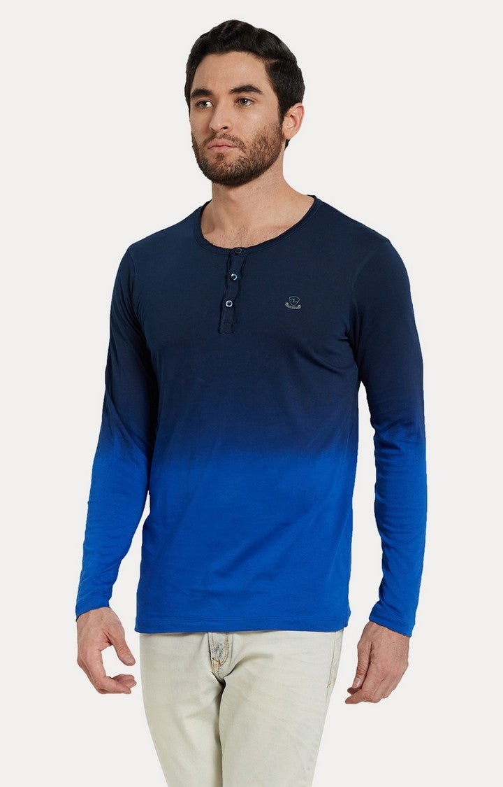 Spykar Blue Colourblock Slim Fit Men T-Shirts