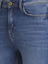 Spykar Women Mid Blue Cotton Mom Fit Ankle Length Highly Distressed Jeans -(Amora)