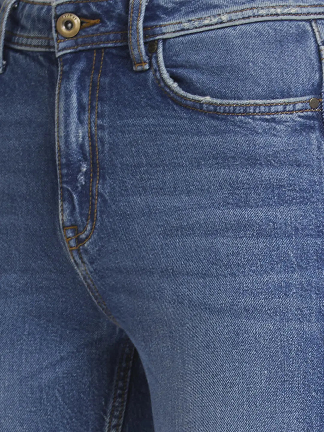 Spykar Women Mid Blue Cotton Mom Fit Ankle Length Highly Distressed Jeans -(Amora)
