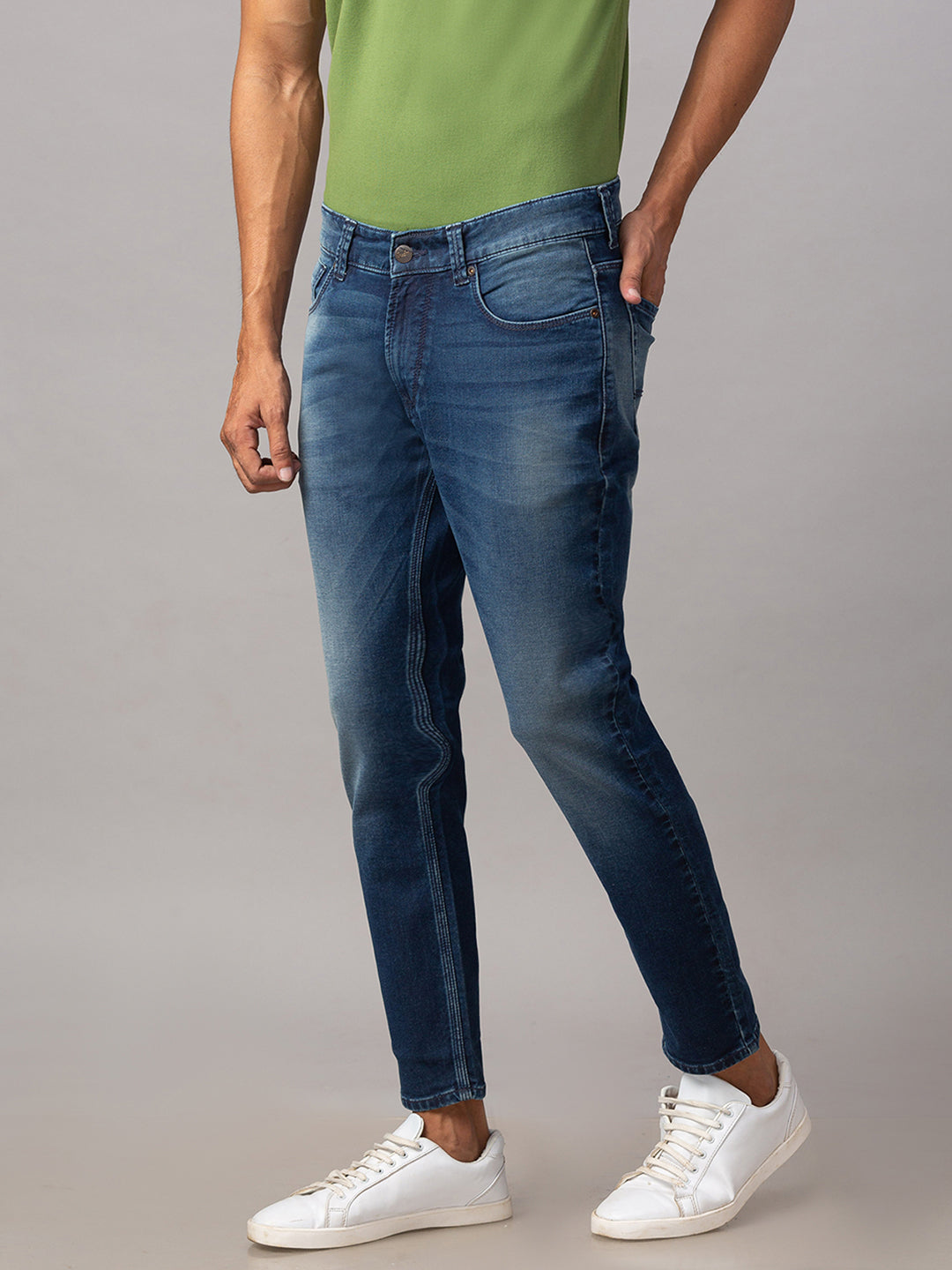 Spykar Men Blue Cotton Slim Fit Tapered Length Jeans (Kano)