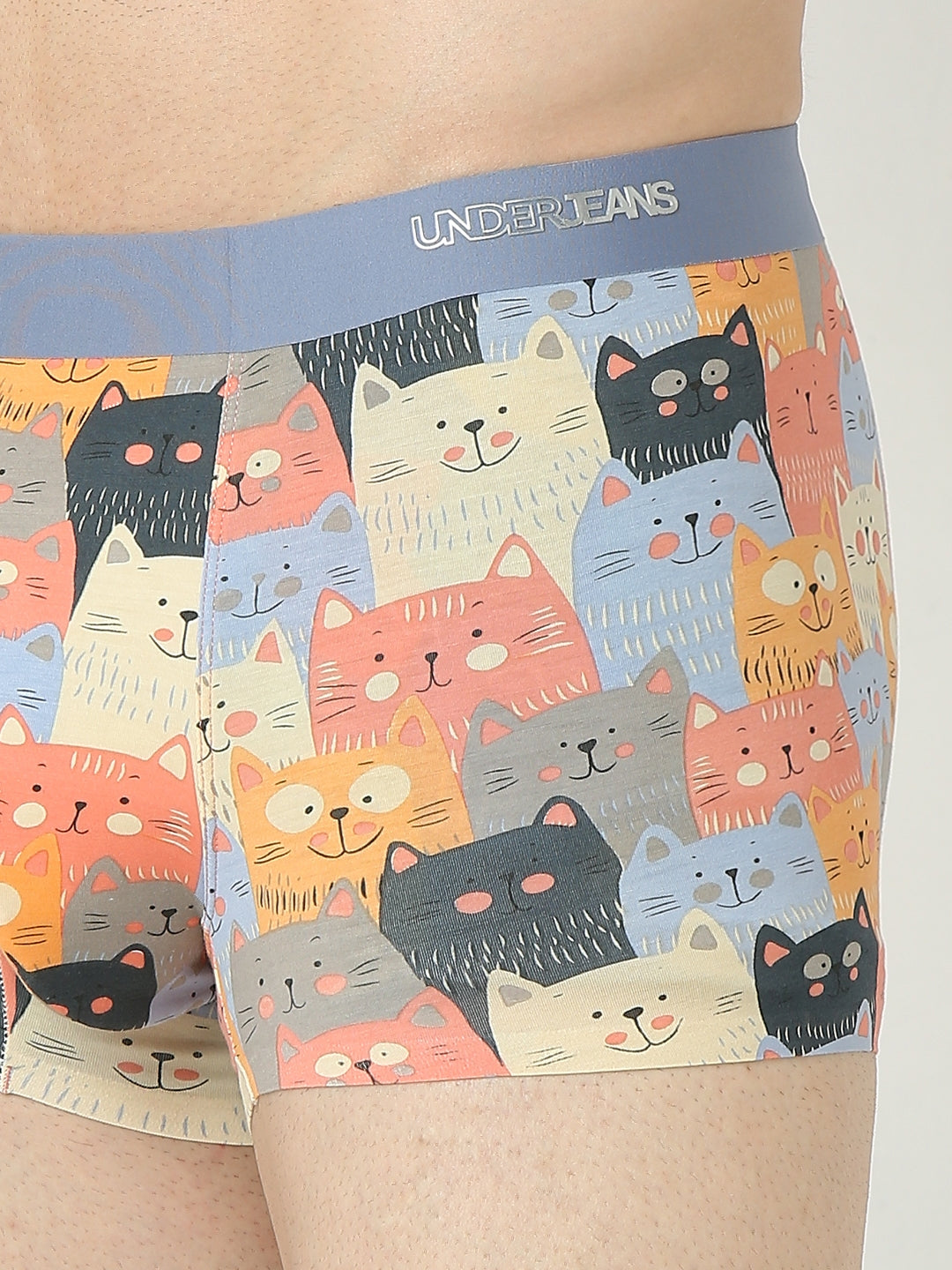 Underjeans By Spykar Men Super Premium Printed Bonded Elastic Orange Trunk