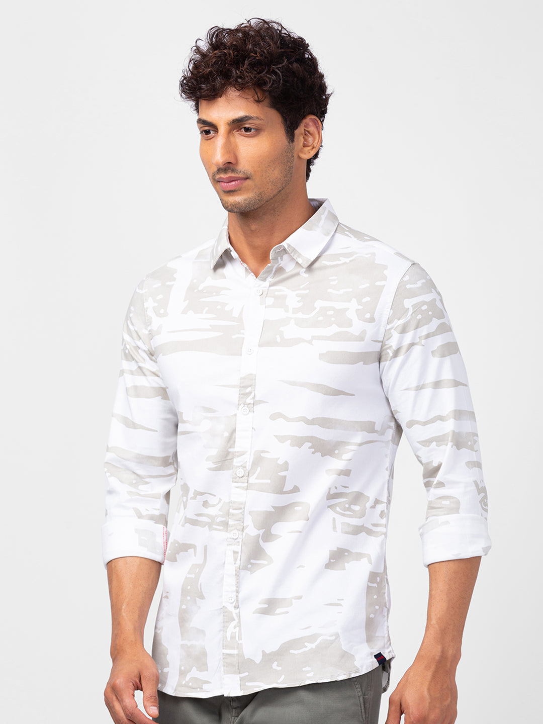 Spykar Men Stone Cotton Slim Fit Printed Shirts