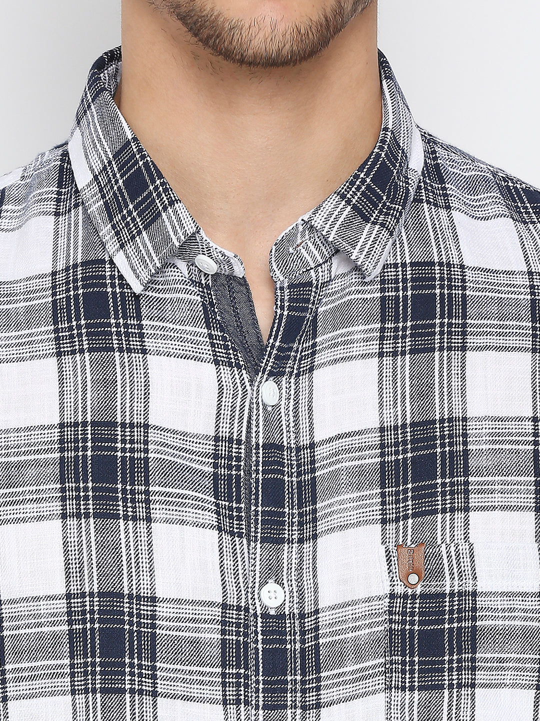 Spykar White Cotton Full Sleeve Checkered Shirt For Men