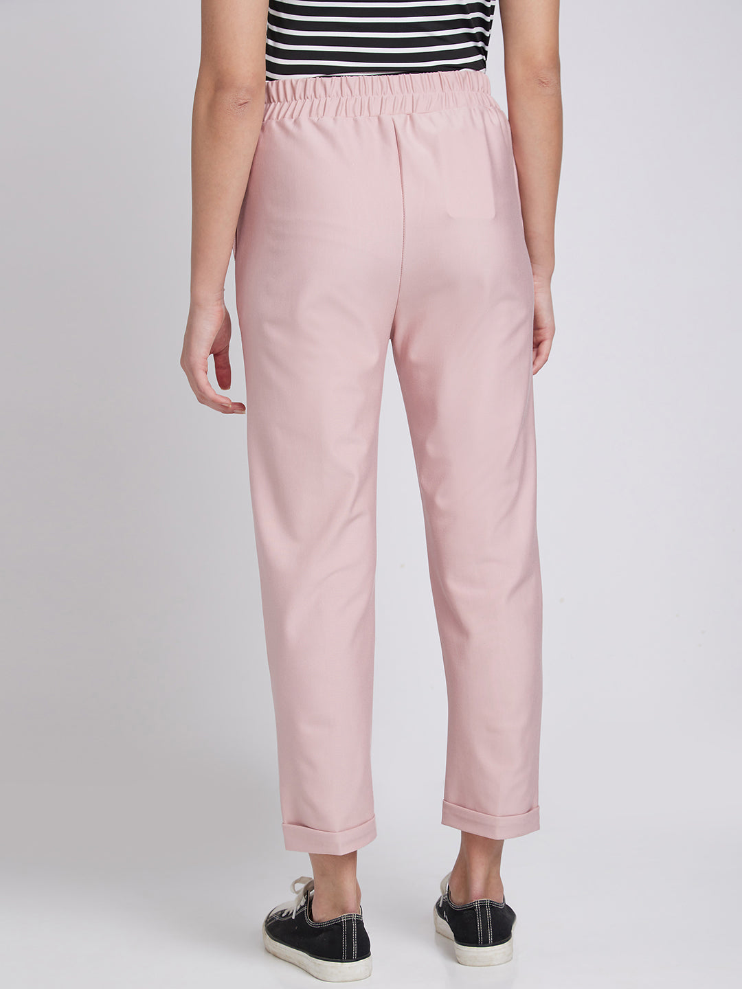 Spykar Women Powder Pink Slim Fit Ankle Length Blended Trackpant