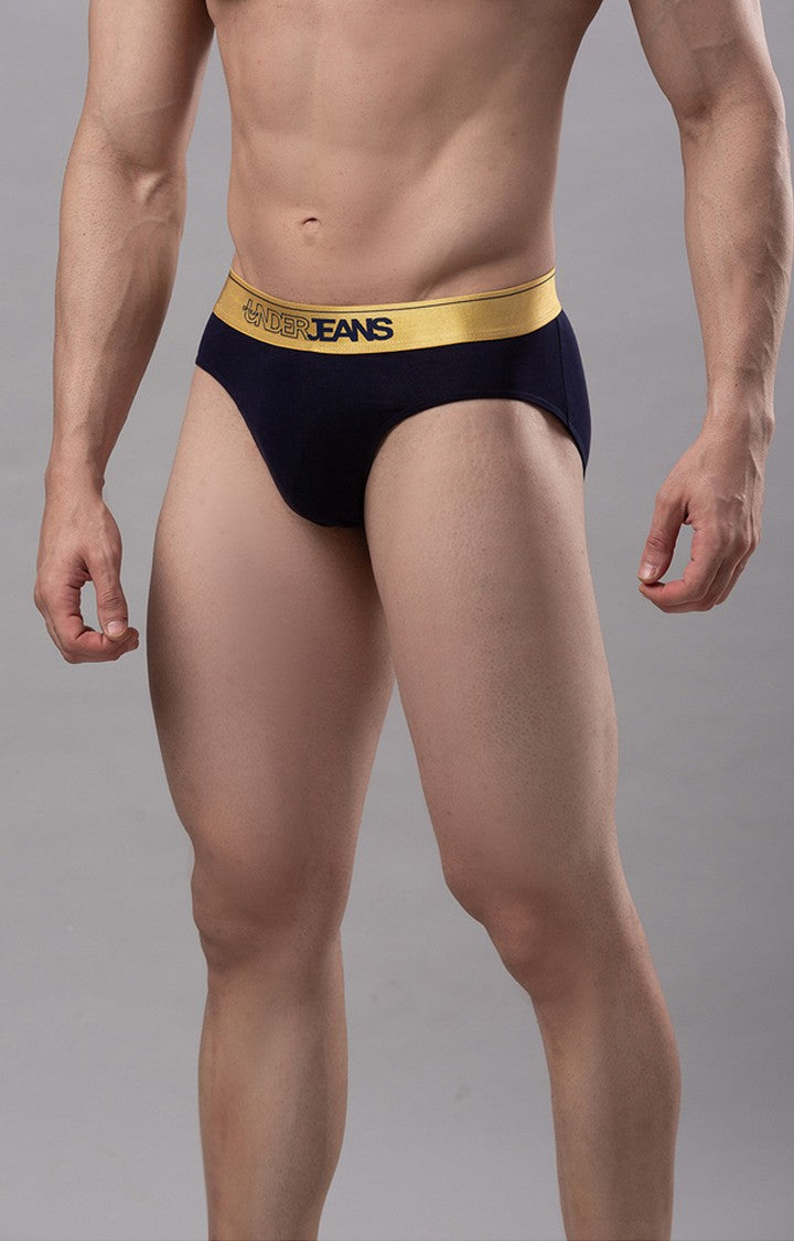 Underjeans By Spykar Navy Blue Briefs For Men