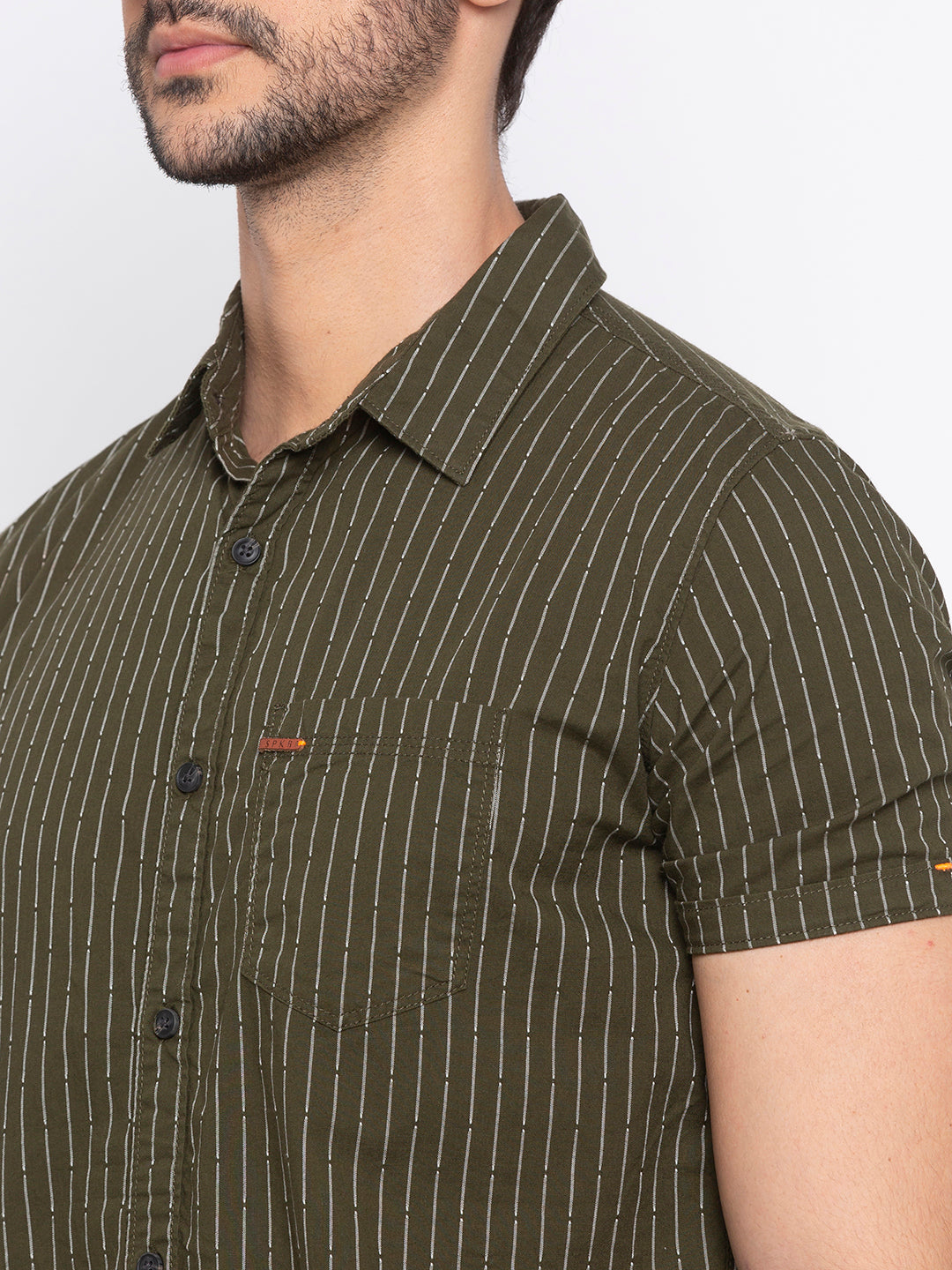 Spykar Men Green Cotton Casual Shirt