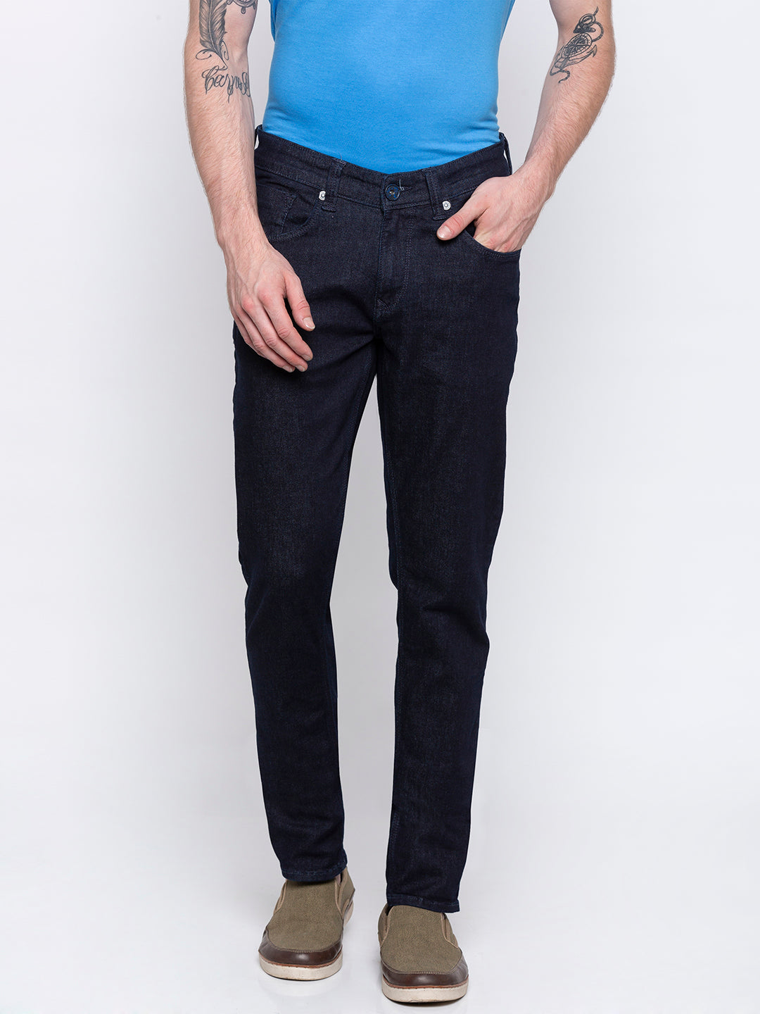 Spykar Men Blue Cotton Slim Fit Narrow Length Jeans (Skinny)