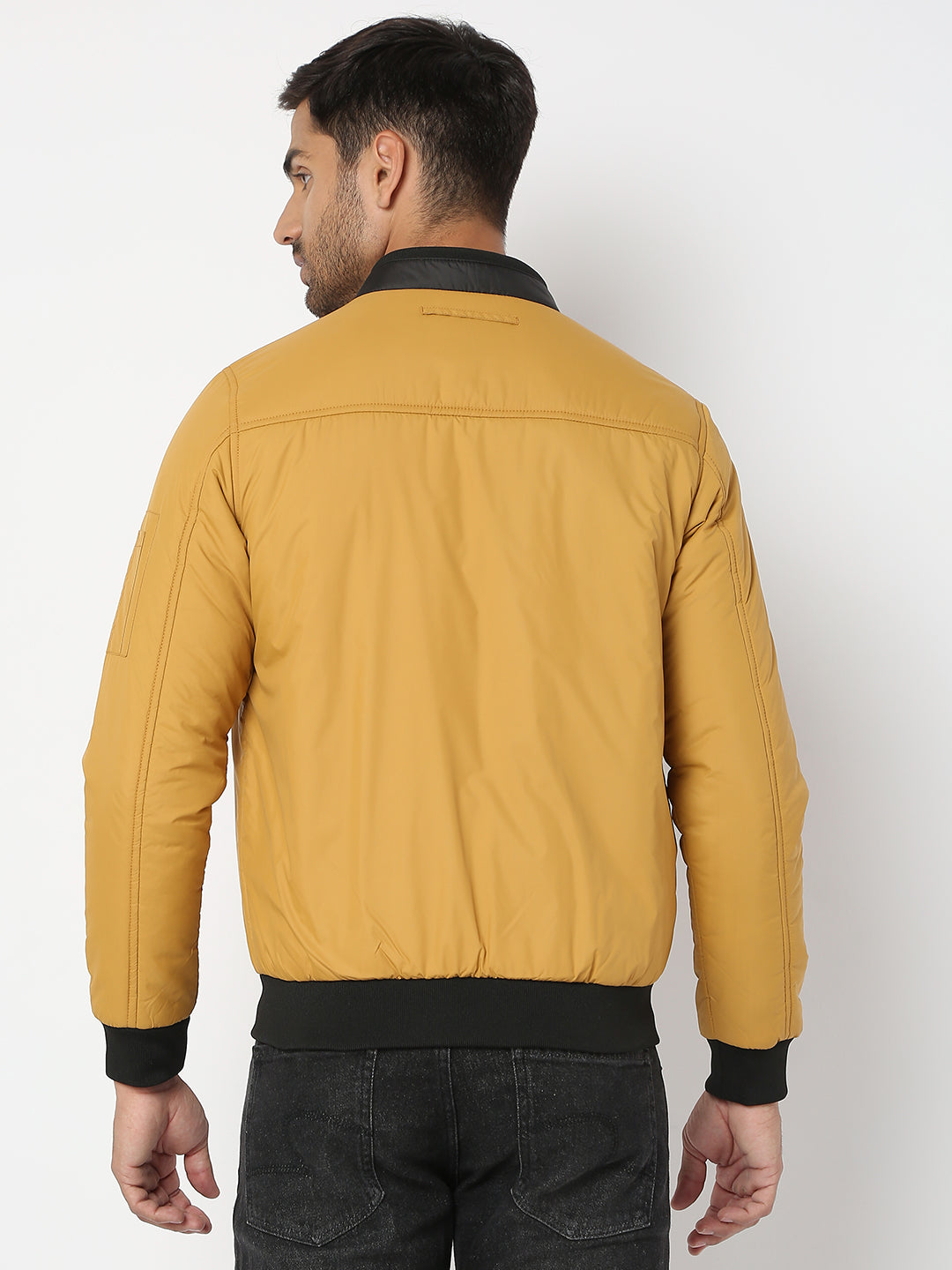 Spykar Men Mustard Nylon Regular Fit Jacket