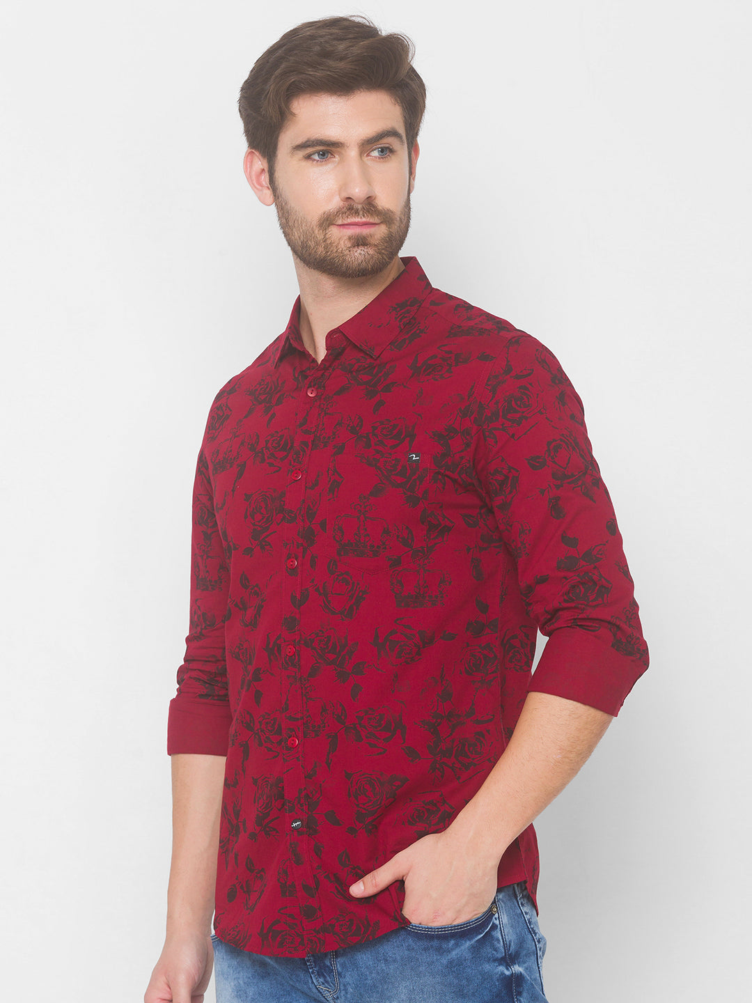 Spykar Men Red Cotton Shirts (Uniqlo)