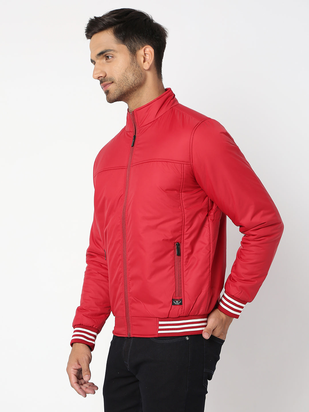 Spykar Men Maroon Nylon Regular Fit Jacket