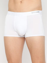 Men White Solid Super Premium Bonded Elastic Trunk - Underjeans By Spykar
