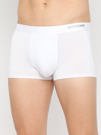 Men White Solid Super Premium Bonded Elastic Trunk - Underjeans By Spykar