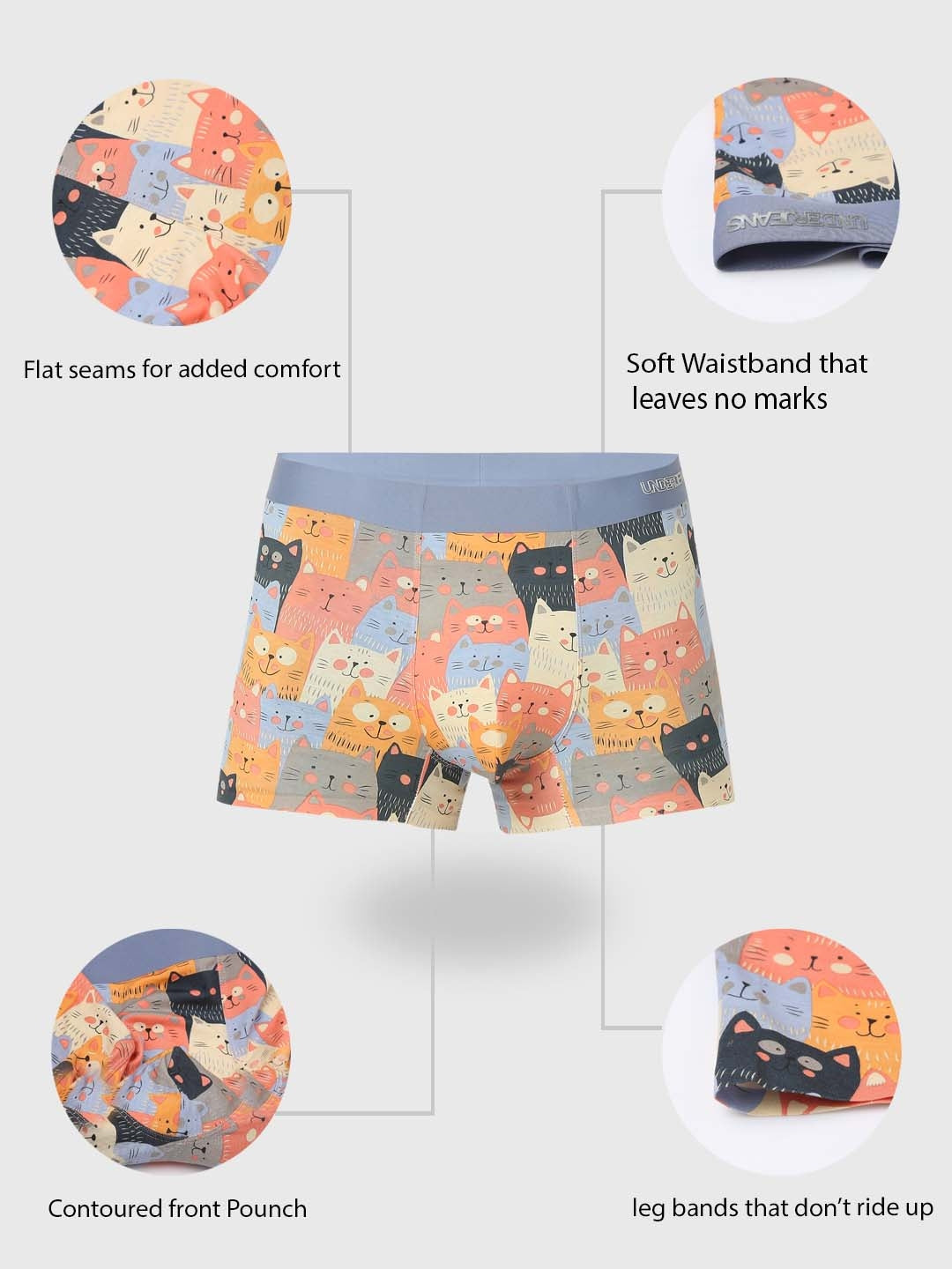 Underjeans By Spykar Men Super Premium Printed Bonded Elastic Orange Trunk