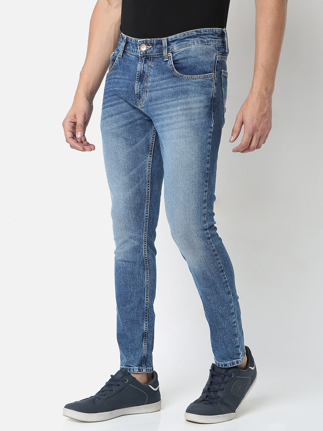 Spykar Men Blue Cotton Slim Fit Tapered Length Jeans (Kano)