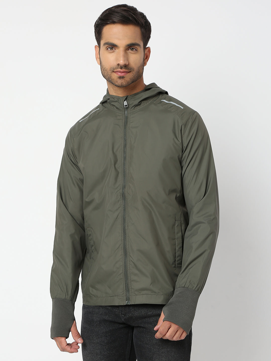 Spykar Men Dark Green Nylon Regular Fit Jacket