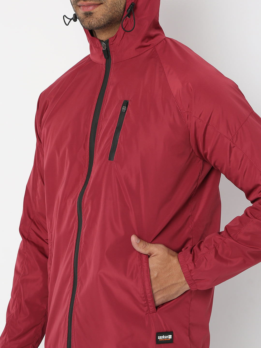 Spykar Men Wine Nylon Regular Fit Jacket