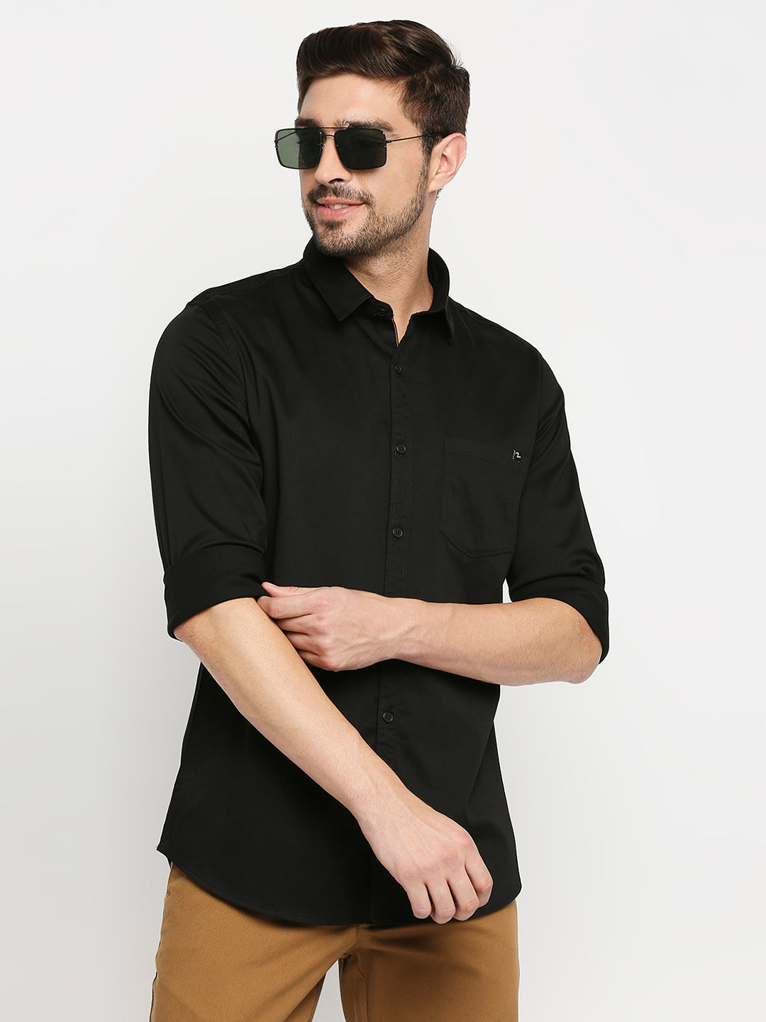 Spykar Men Black Cotton Regular Fit Full Sleeve Casual Shirt