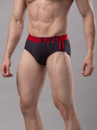 Men Premium Cotton Blend Grey-Red Brief- Underjeans By Spykar