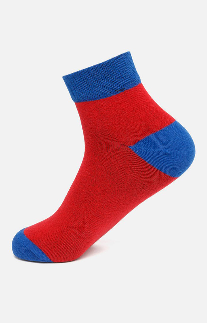 Men Premium Red Blue Ankle Length (Non Terry) Single Pair Of Socks- Underjeans By Spykar