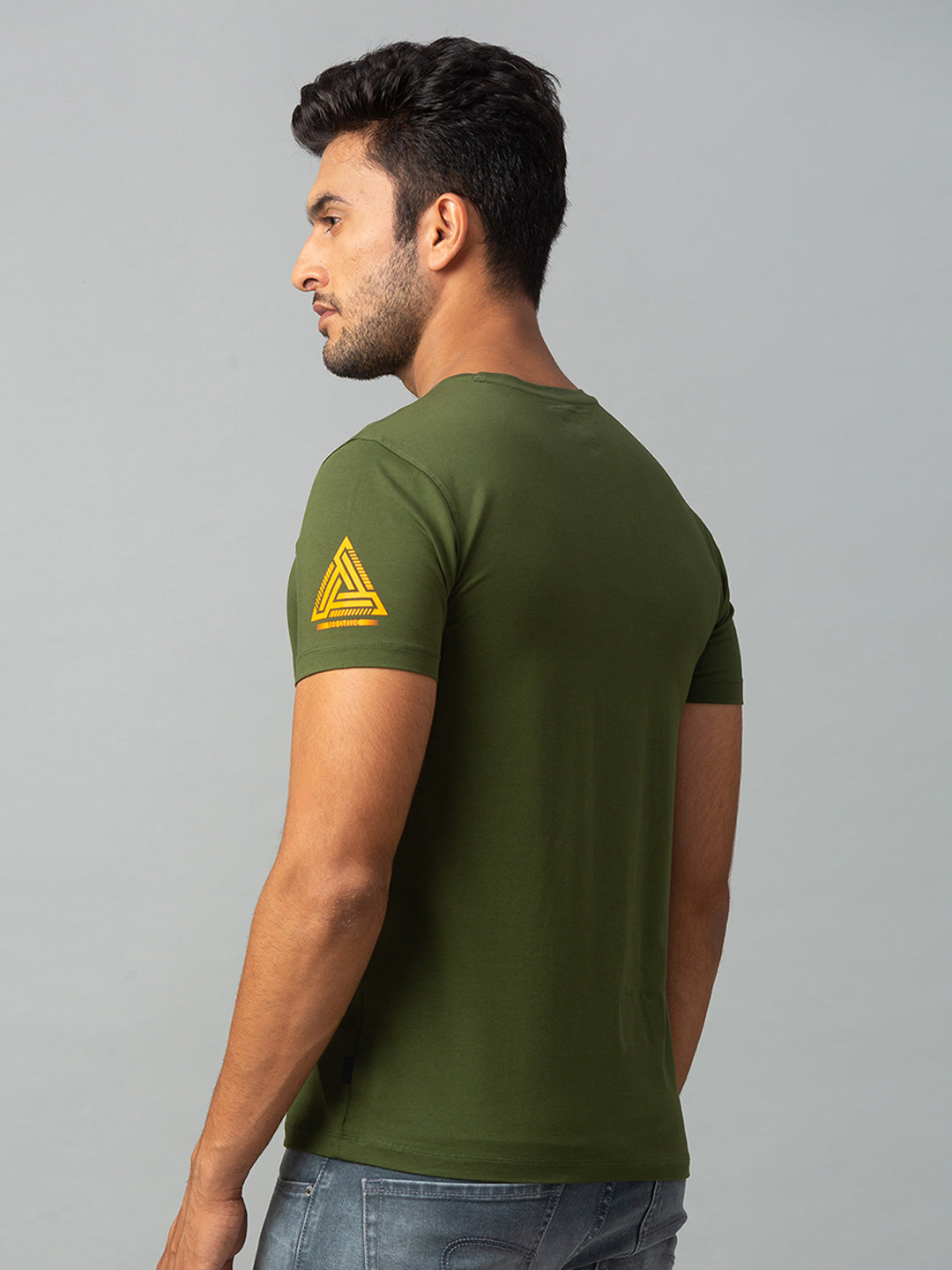 Spykar Men Green Cotton Slim Fit T-Shirt (Slim)