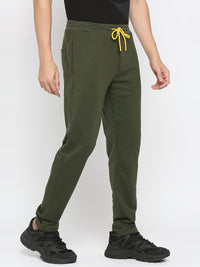Men Premium Cotton Blend Olive Trackpant- Underjeans By Spykar