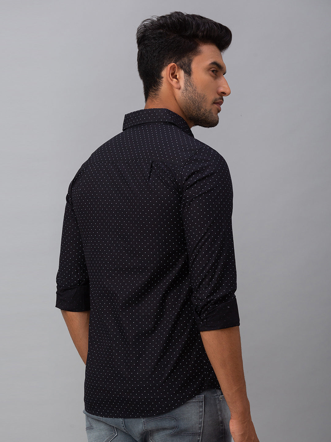 Spykar Men Black Cotton Slim Fit Shirt