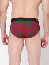 Men Premium Cotton Blend Maroon-Check Brief - (Pack Of 2)- Underjeans By Spykar