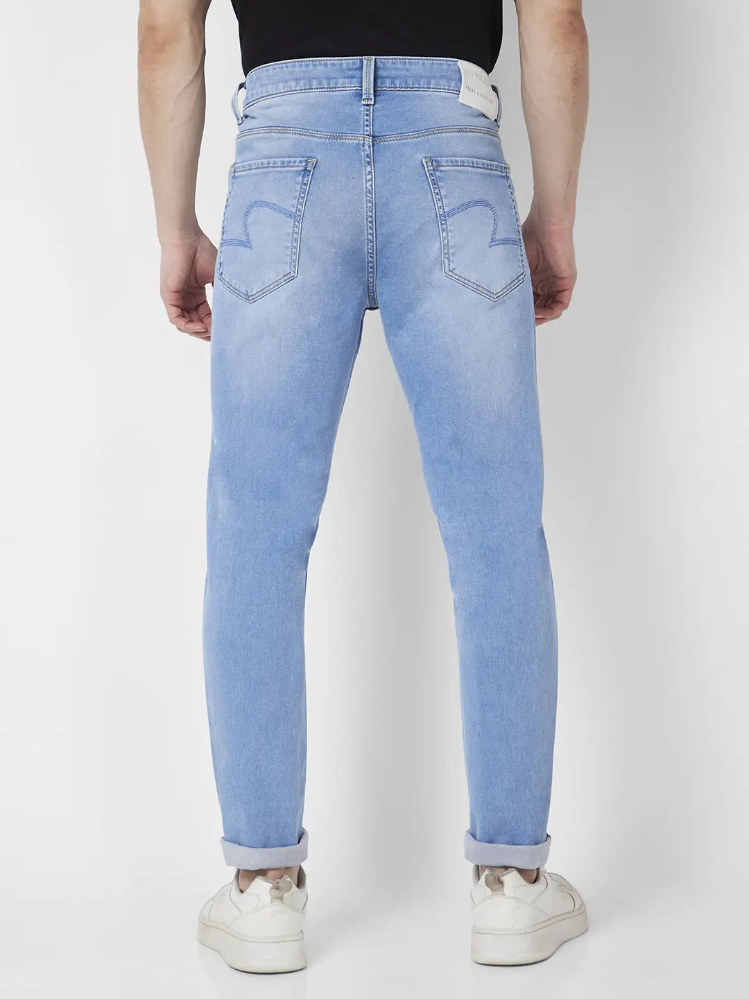 Buy Men Light Blue Cotton Stretch Slim Fit Jeans @ Rs4,299