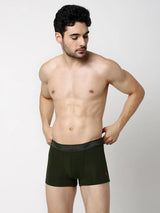 Underjeans By Spykar Men Premium Dark Grey & Olive Cotton Blend Regular Fit Trunk - Pack Of 2