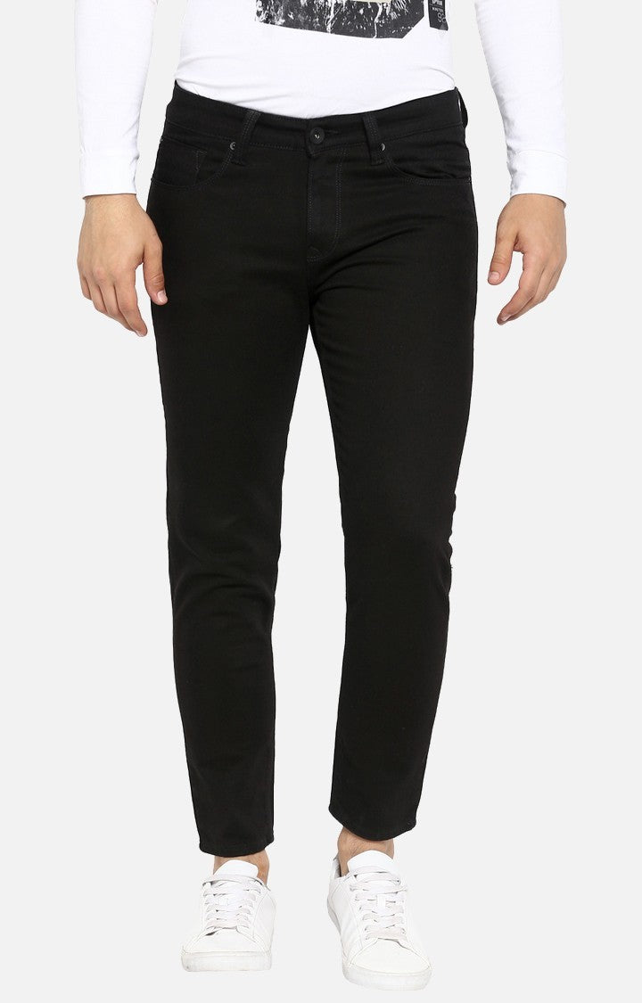 Spykar Men Black Cotton Slim Fit Tapered Length Jeans (Kano)