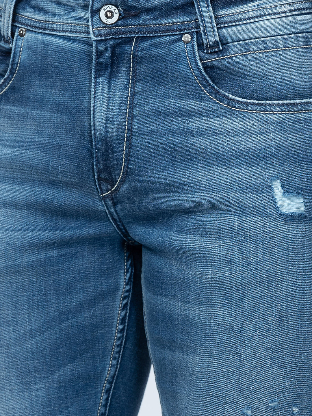 Spykar Men Mid Blue Cotton Comfort Fit Regular Length Jeans (Rafter)