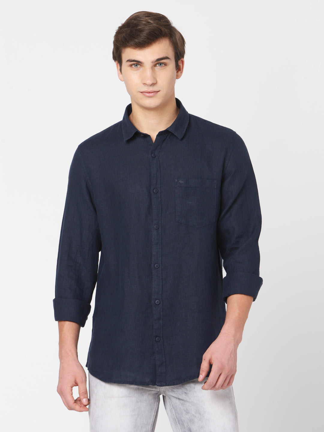 Spykar Men Blue Cotton Slim Fit Shirts