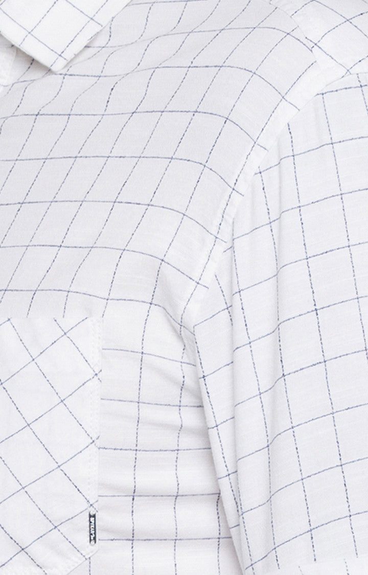 Spykar Men'S White Cotton Checked Casual Shirts