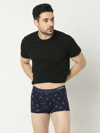 Underjeans By Spykar Men Super Premium Printed Bonded Elastic Navy Trunk