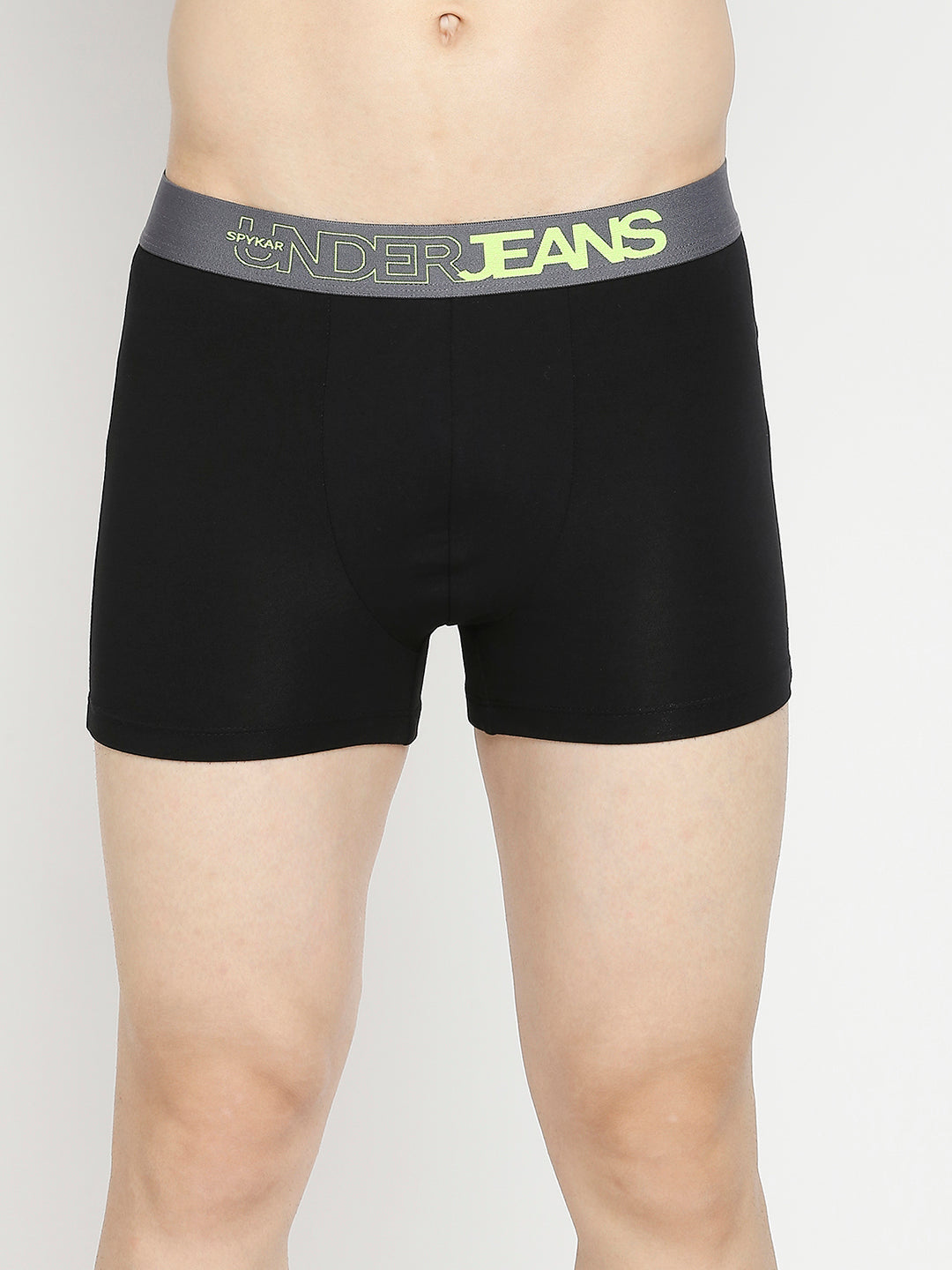 Men Premium Yellow & Black Cotton Blend Trunk - Pack Of 2- Underjeans By Spykar