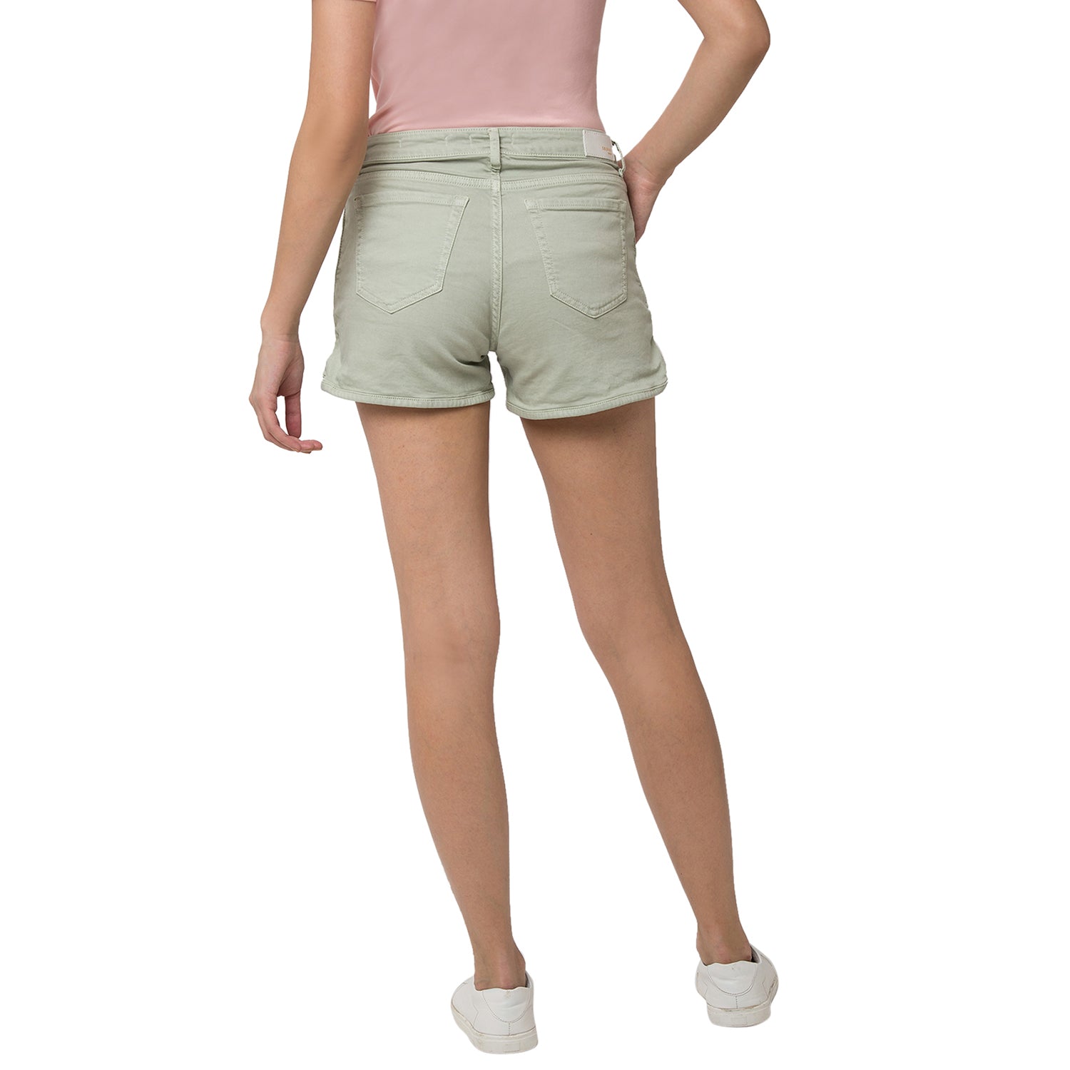 Spykar Women Mint Cotton Relax Fit Denim Shorts