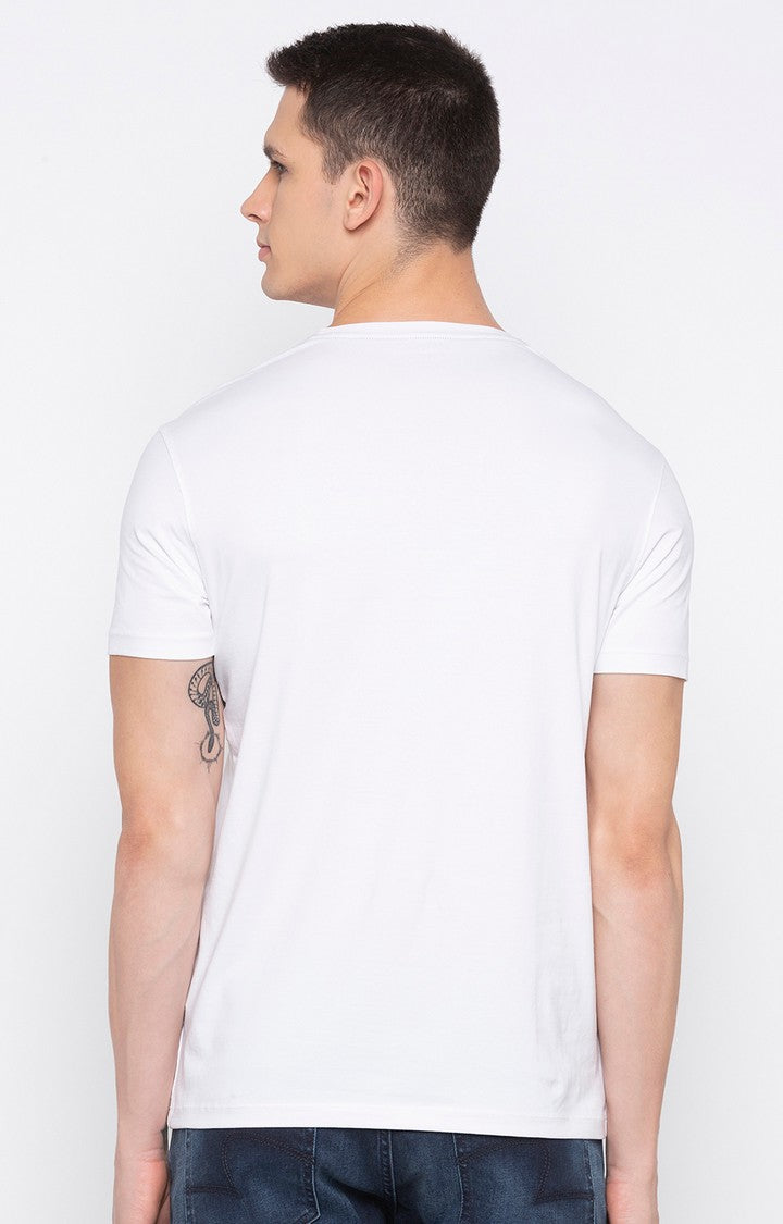 Spykar White Printed Men T-Shirts