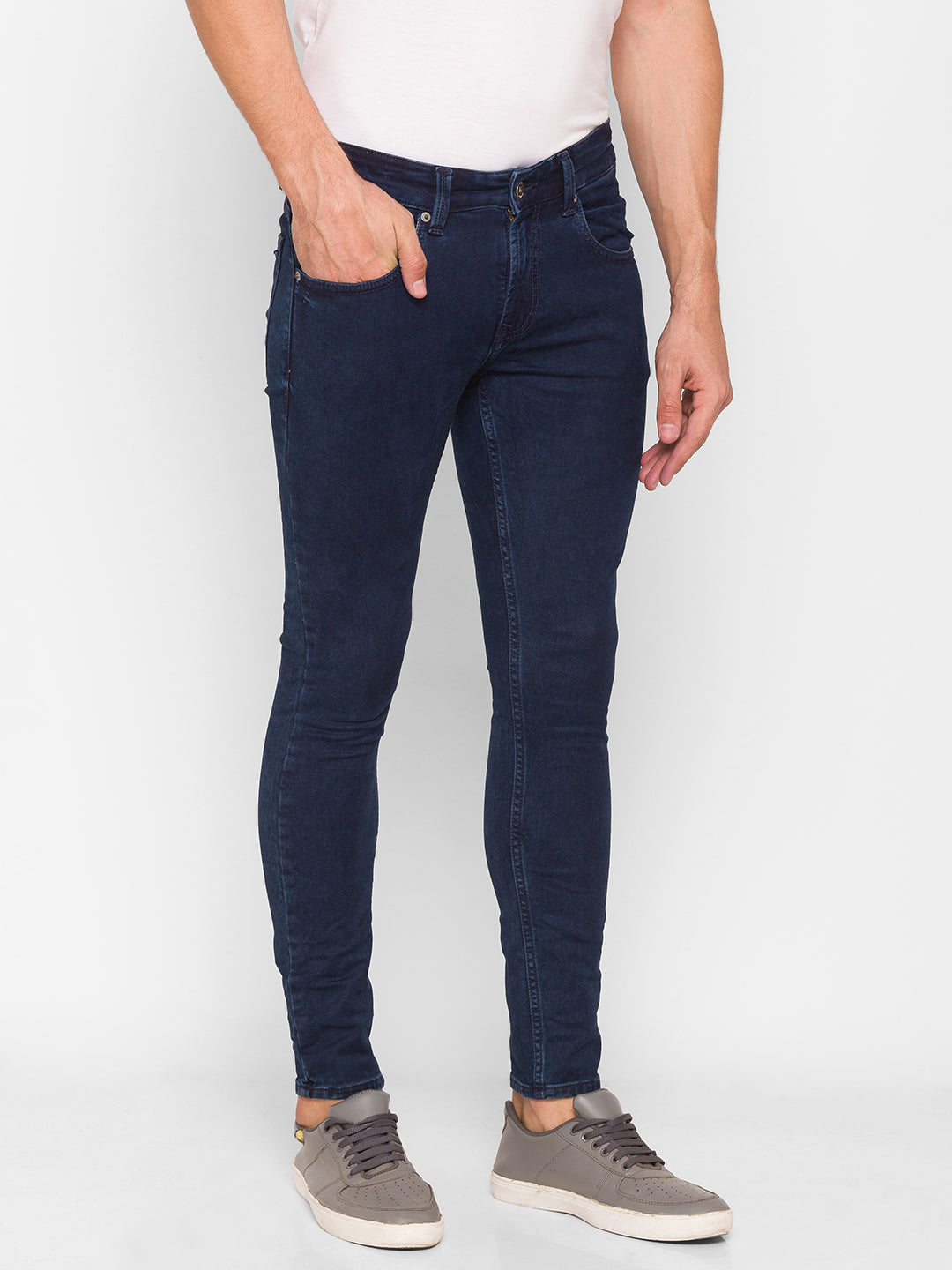 Spykar Men Blue Cotton Slim Fit Tapered Length Jeans (Kano)